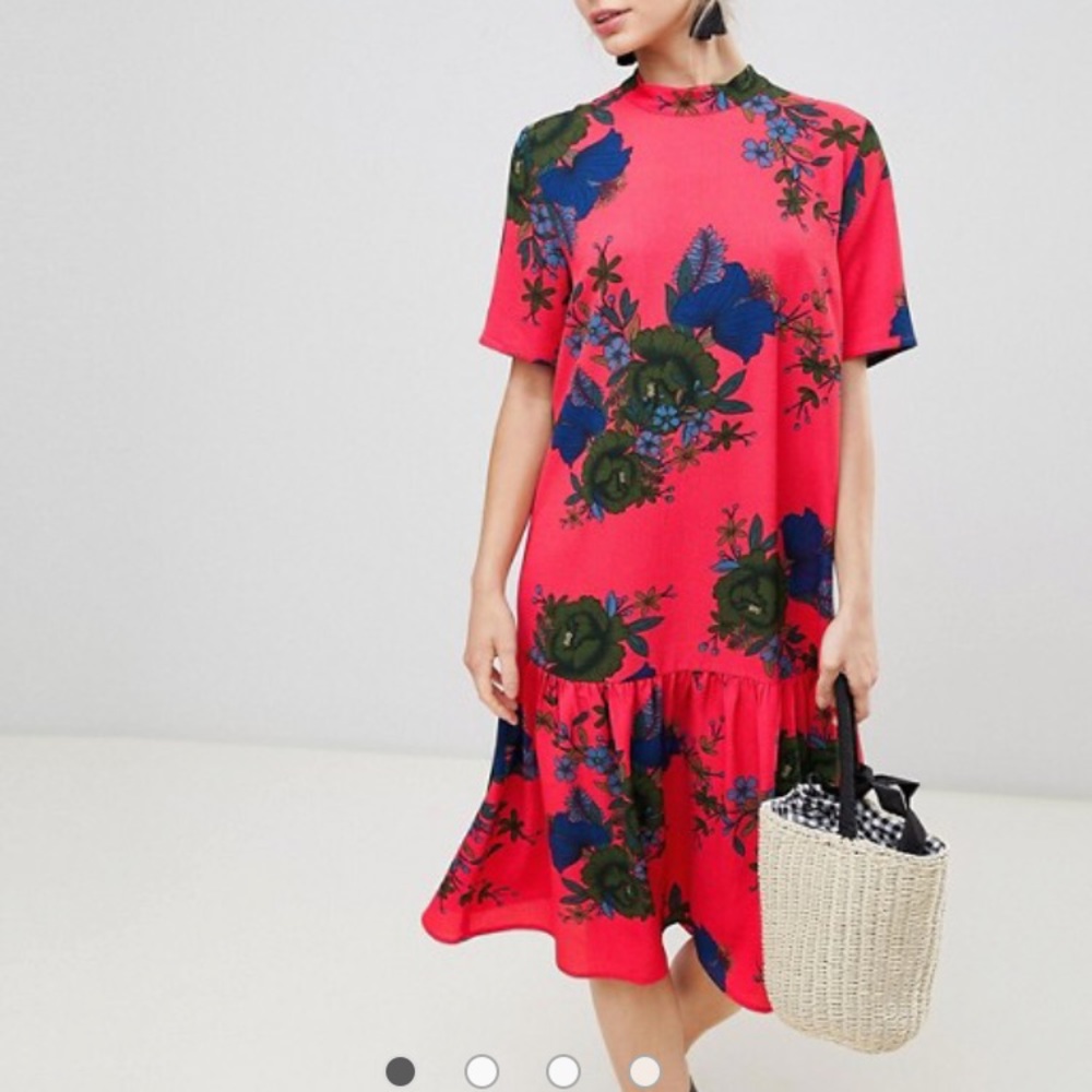 JDY bold three quarter sleeve floral smock dress